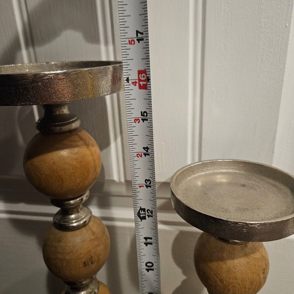 Wood Bead Candle Holders - Set of 2 - Farmhouse Decor - Home Decor‎ - Picture 7 of 9